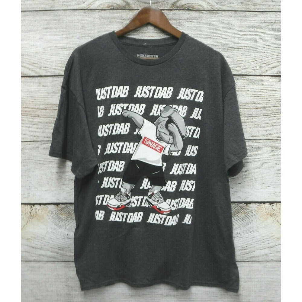 Hard Ten Tee Shirt Mens Size XL Grey Just Dab Savage Bull Dog T-Shirt New